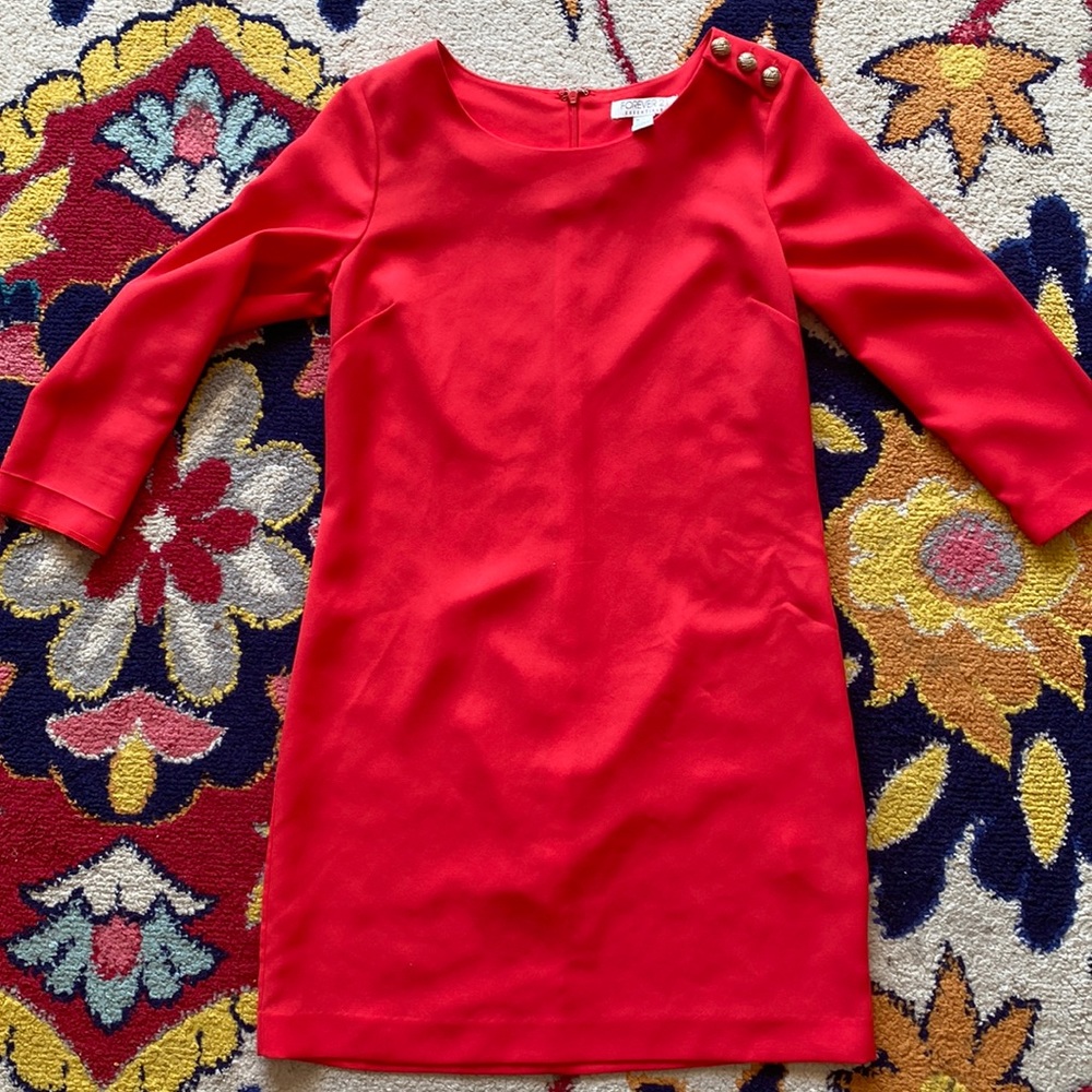 Vibrant  red/mango shift dress size s